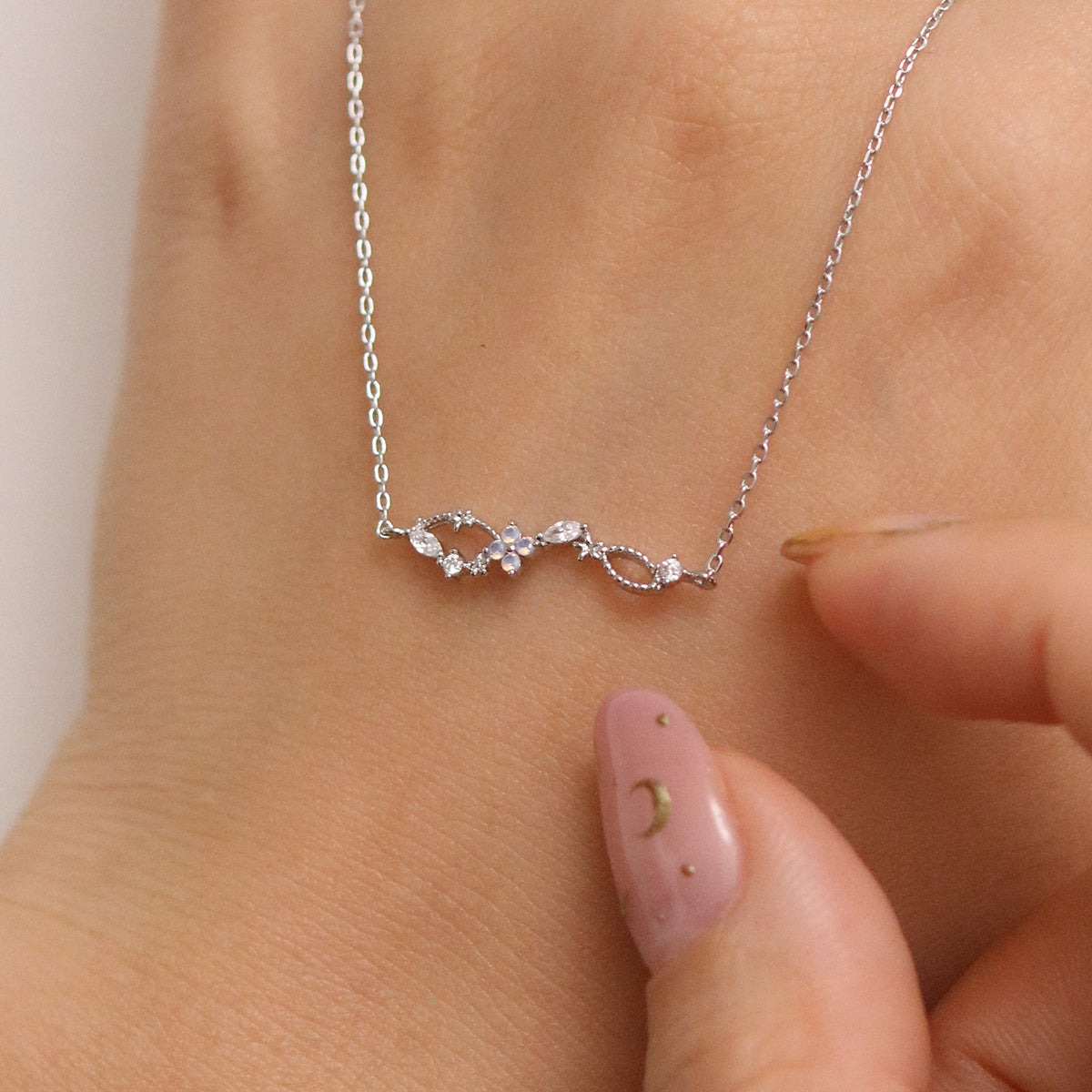 Moonstone daisy cubic bracelet-3