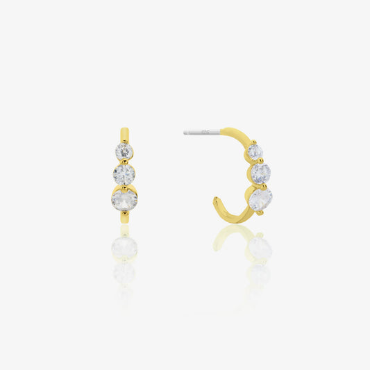 Triple cubic semi-hoop earrings-0