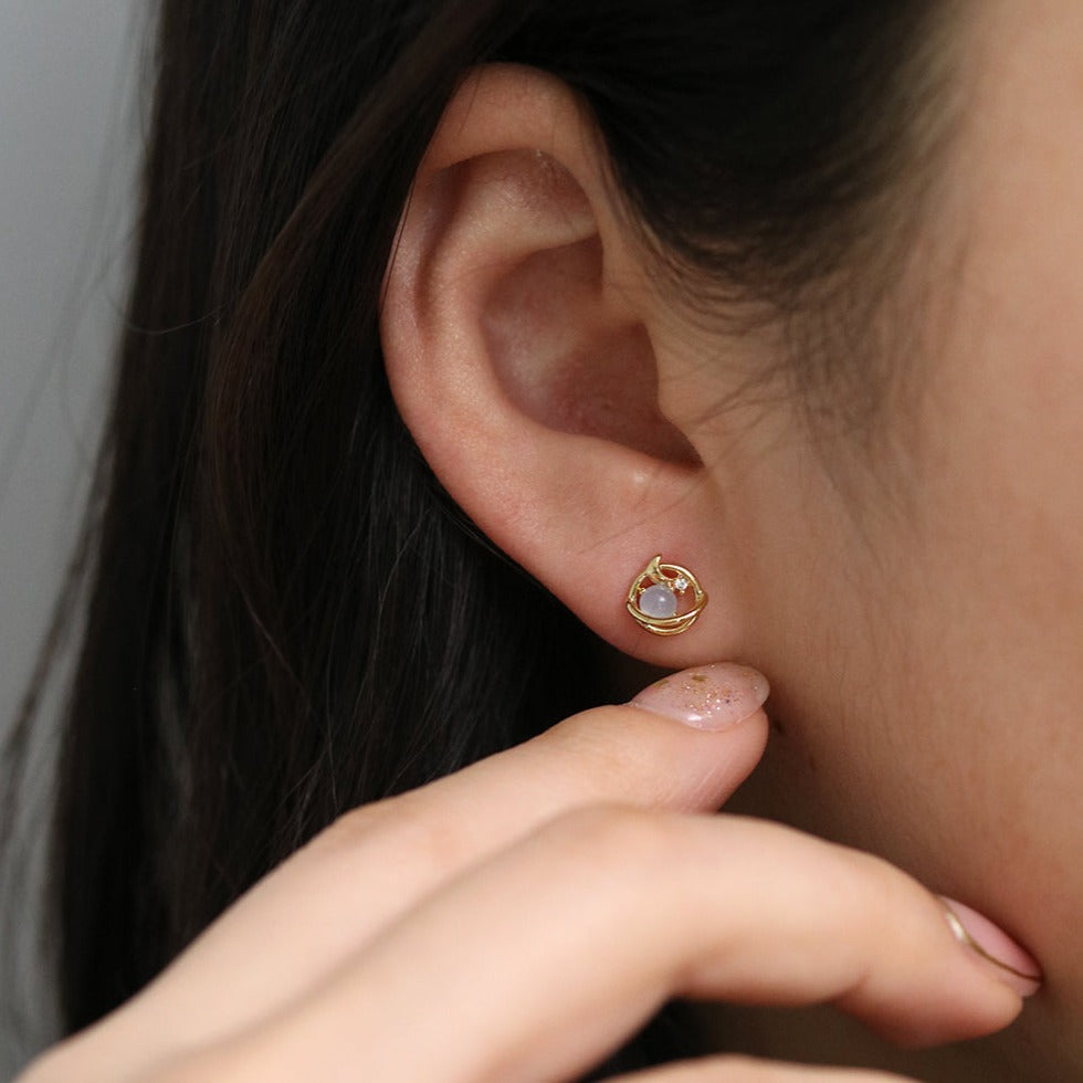 Moonstone saturn earrings-4